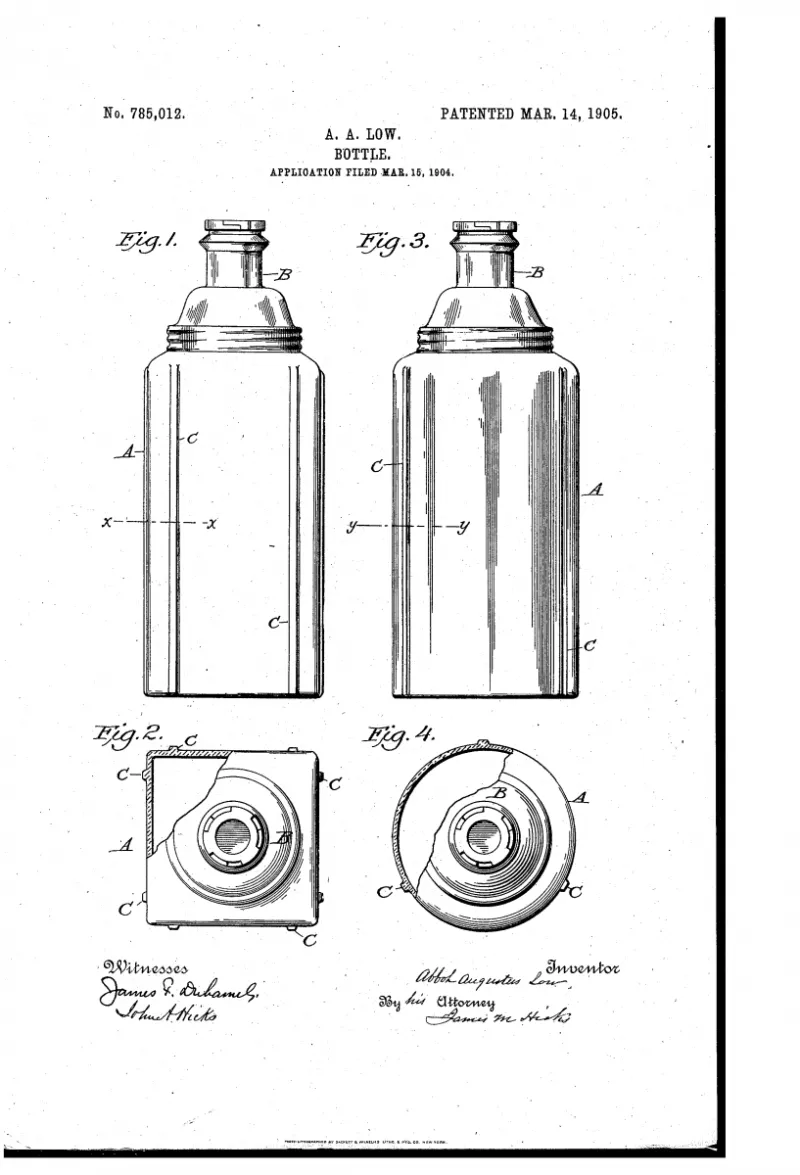 One of Abbot Augustus Low's many bottle patents