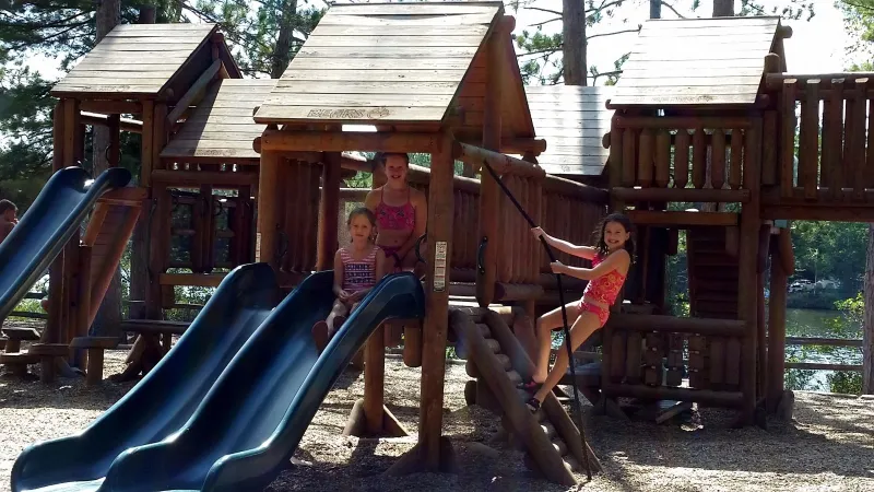 Sisters from the Albany area enjoying the Fish Creek playground