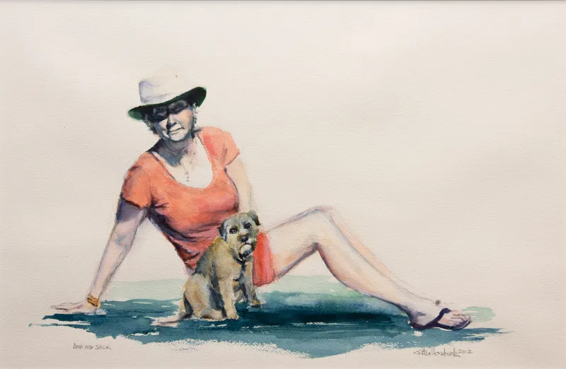 Peter Hornbeck's painting of his wife, Ann, and their dog, Jack. Image courtesy Leigh Hornbeck