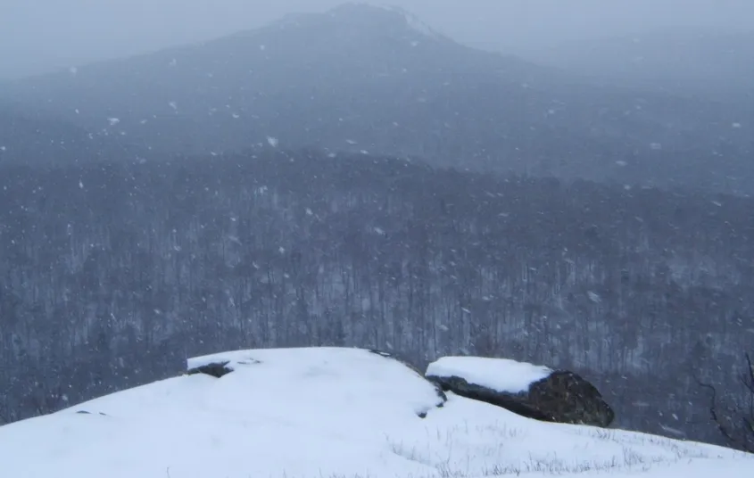 The view in winter from Goodman Mountain summit.