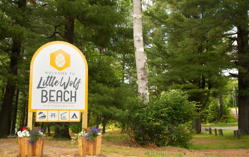A sign for Little Wolf Beach