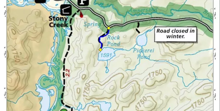 A map of a few different hiking trails