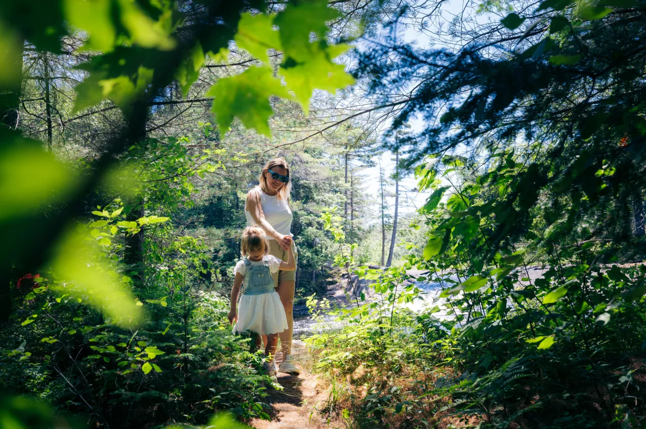 A family on a walk.