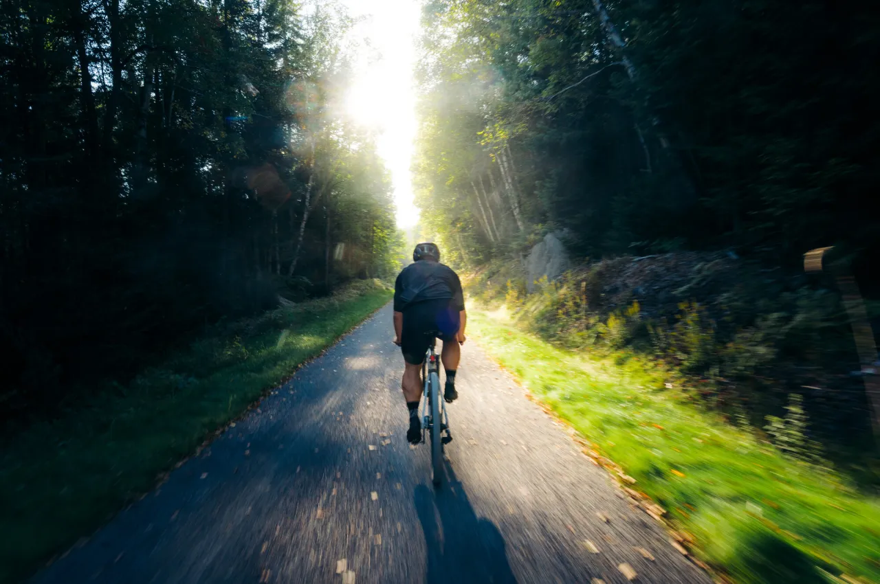 Biking on the Adirondack Rail Trail.