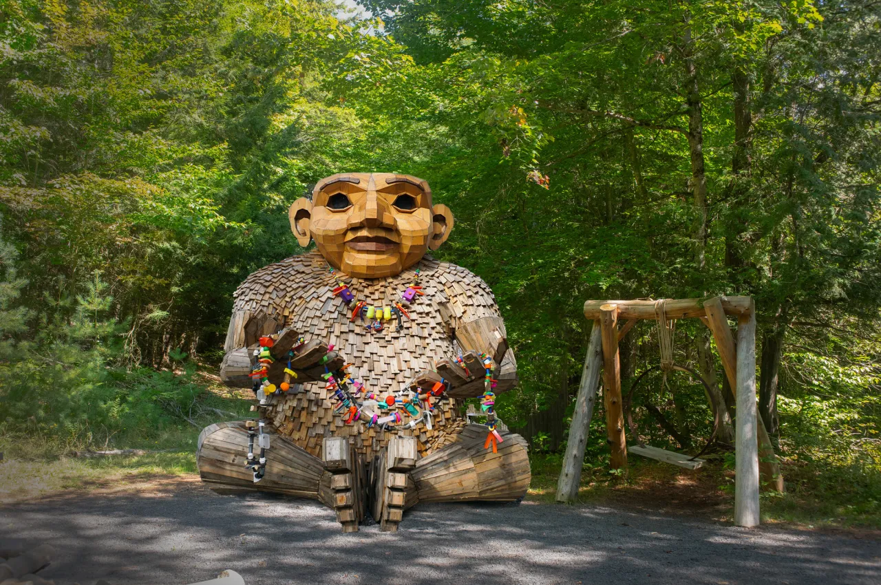 A troll sculpture.