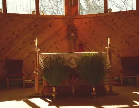 The alter flooded with natural light.