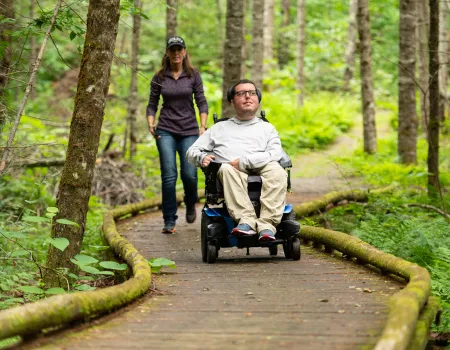 Cory Lee explores the walkways at John Dillon Park