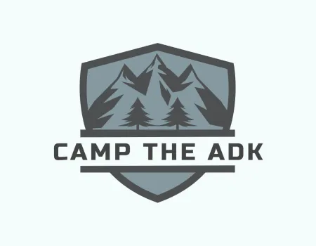 Logo of mountains and the words 'Camp the adk'