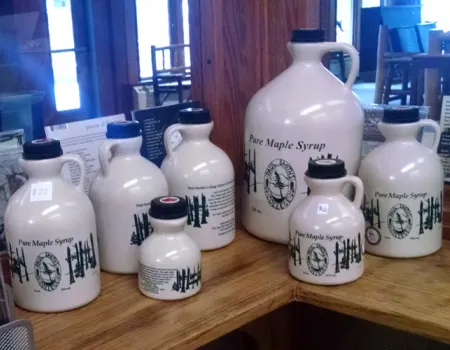 Maple syrup made in their own sugar shack.