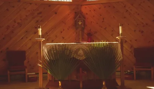 The alter flooded with natural light.