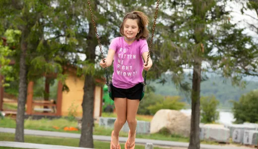 There are three age appropriate swinging areas.