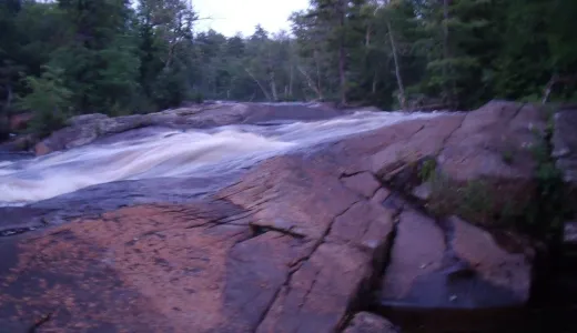 A smooth flowing waterfall over rocks