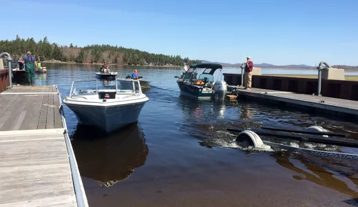 Boats coming and going from a launch