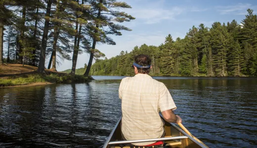 A person paddling a canoe