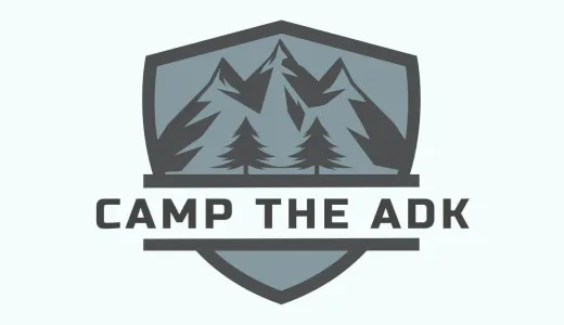 Logo of mountains and the words 'Camp the adk'