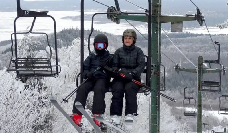 Nick (left) skis with his Grandmother (right) on opening weekend (James Lanthier Photo)