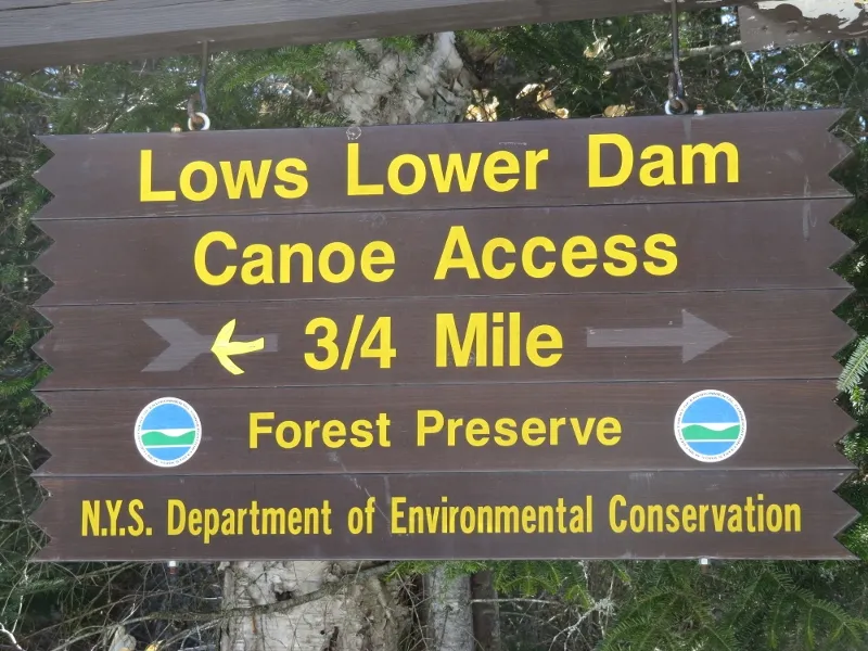 Sign for the Lower Dam on the Bog River