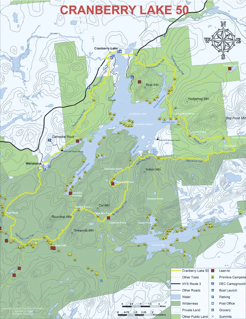 Official 2023 Cranberry Lake 50 map