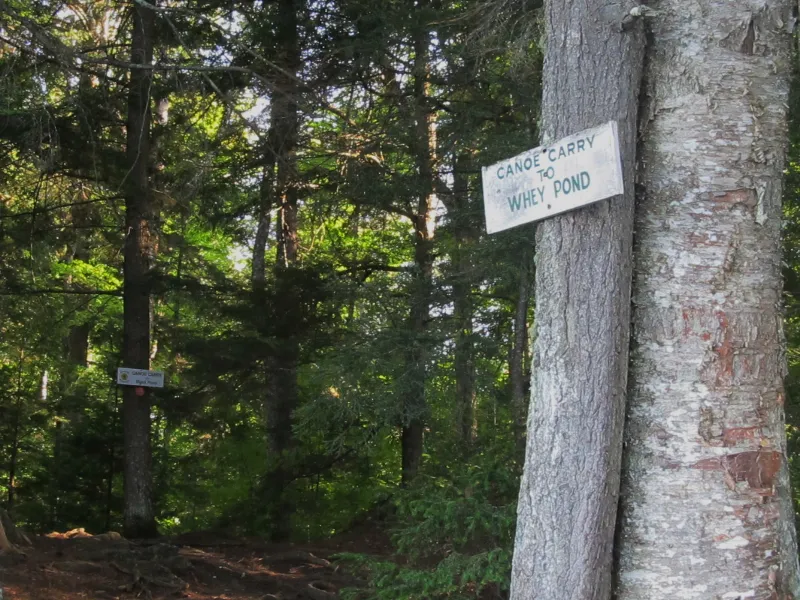 Portage signs in Copperas to Whey Pond and Black Pond