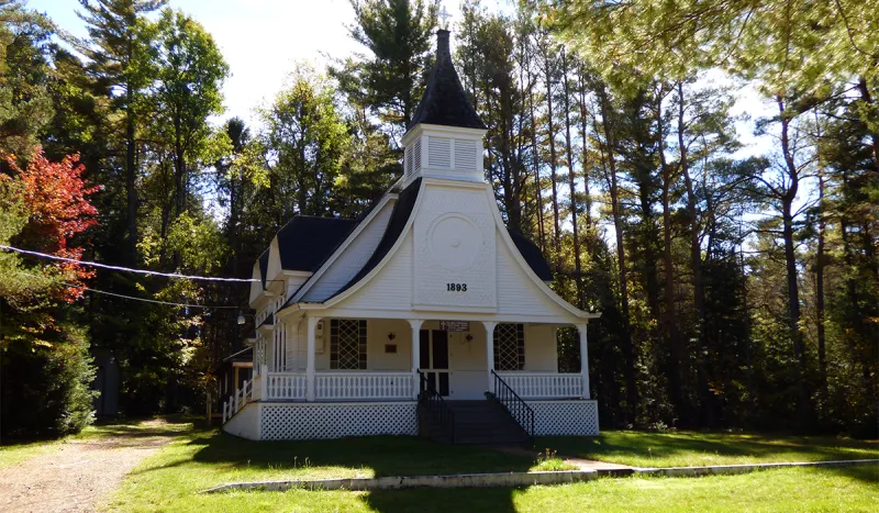 The Childwold Memorial Presbyterian Church on Bancroft Road in Childwold, NY.