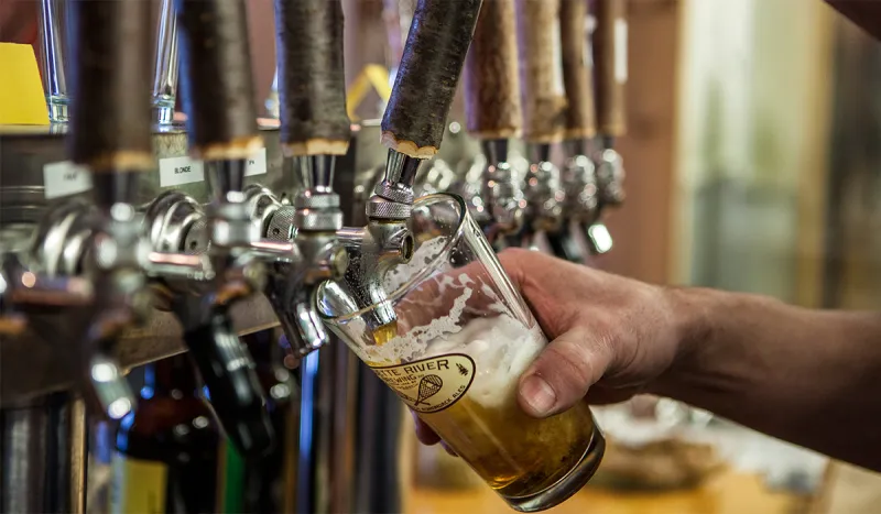 Nothing like a pint of fresh beer right off the tap at Raquette River Brewing in Tupper Lake .(ROOST/Shaun Ondak photo)