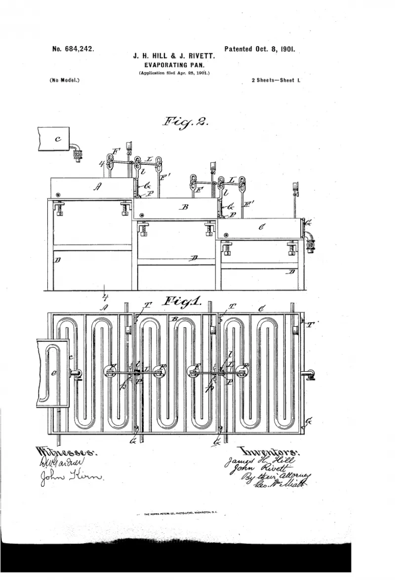 Patent No. 684,242 - The Evaporating Pan for heating maple sap.