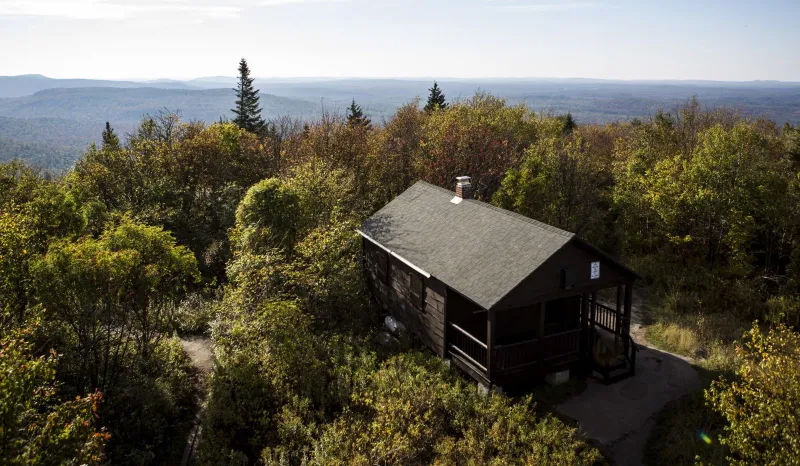 The ranger cabin as seen from the top of the fire tower.