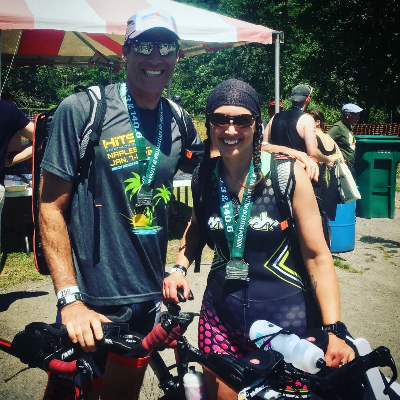Triathlete Colleen Alexander, right, didn't let a near-fatal accident stop her from competing.