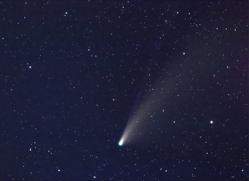 Comet NEOWISE against a backdrop of stars. Photo courtesy astrophotographer George Normandin.