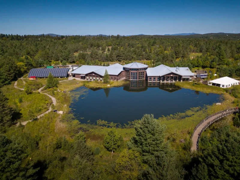 An aerial view of The Wild Center in Tupper Lake, NY.