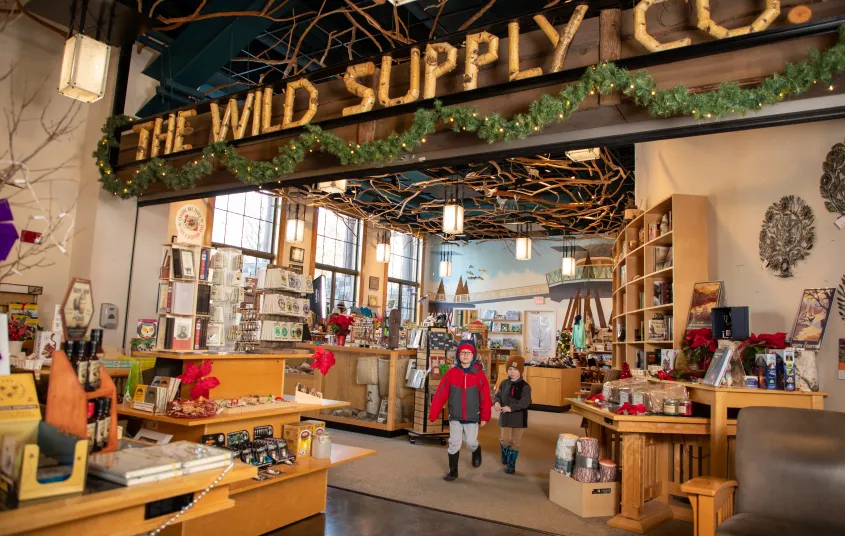A shot of the gift shop located within The Wild Center