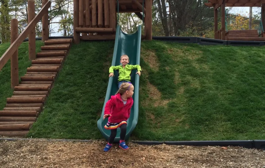 This slide was built into a hillside for safety.