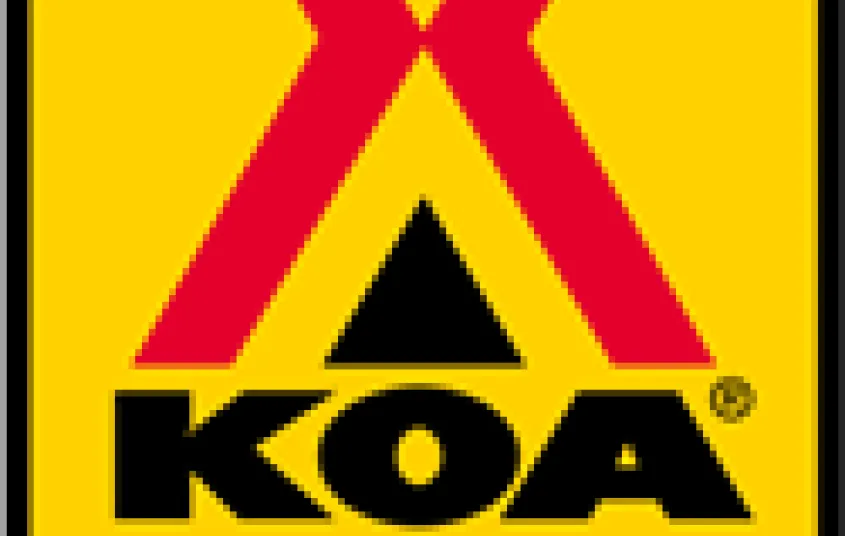 KOA logo on a yellow background