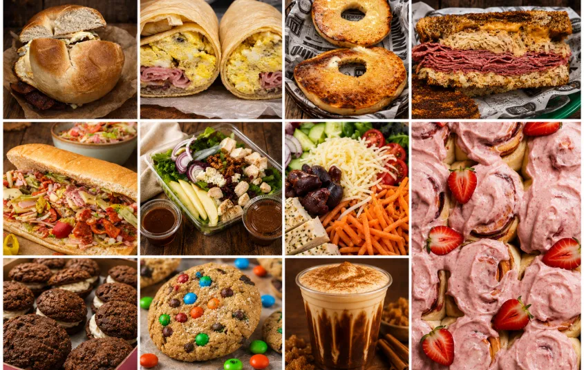 A collage with food items like cookies