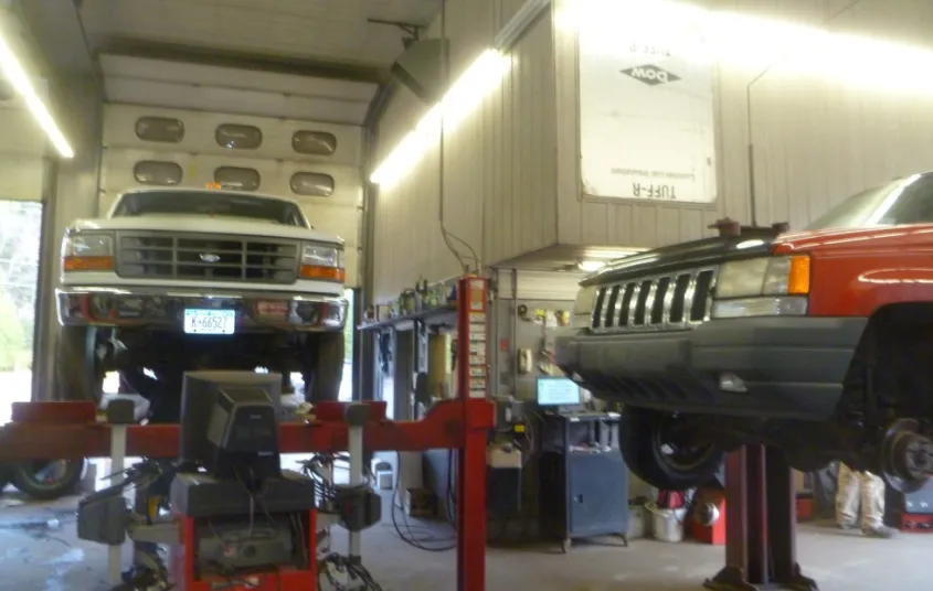 The car lifts at Counters Garage and Towing