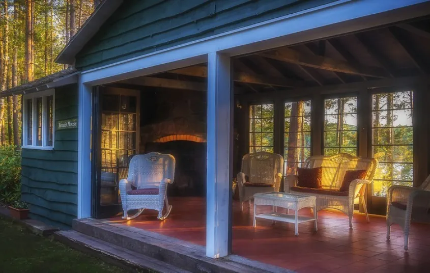 A pool table set to play.