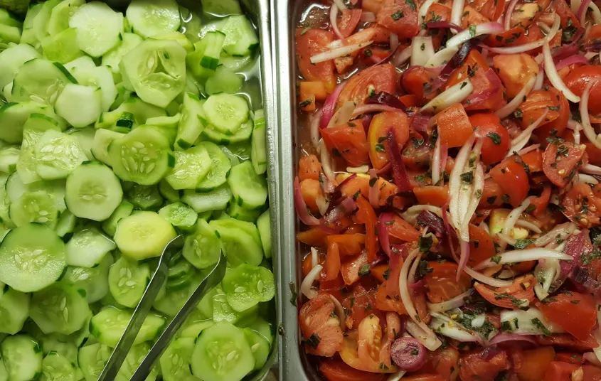Tomato & cucumber salads
