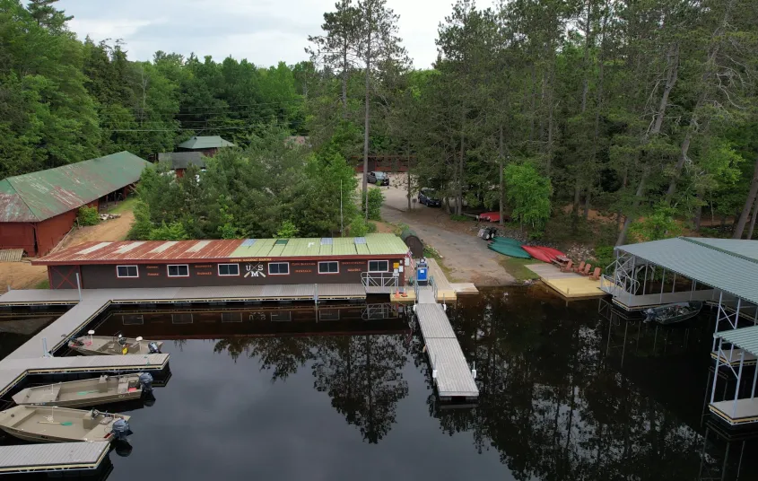 drone shot of marina 