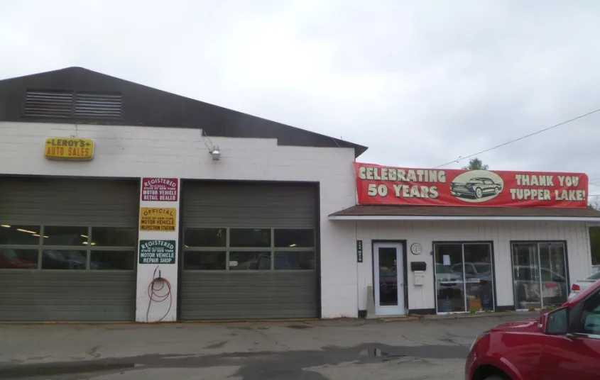 Exterior of the garage bay at Leroy's