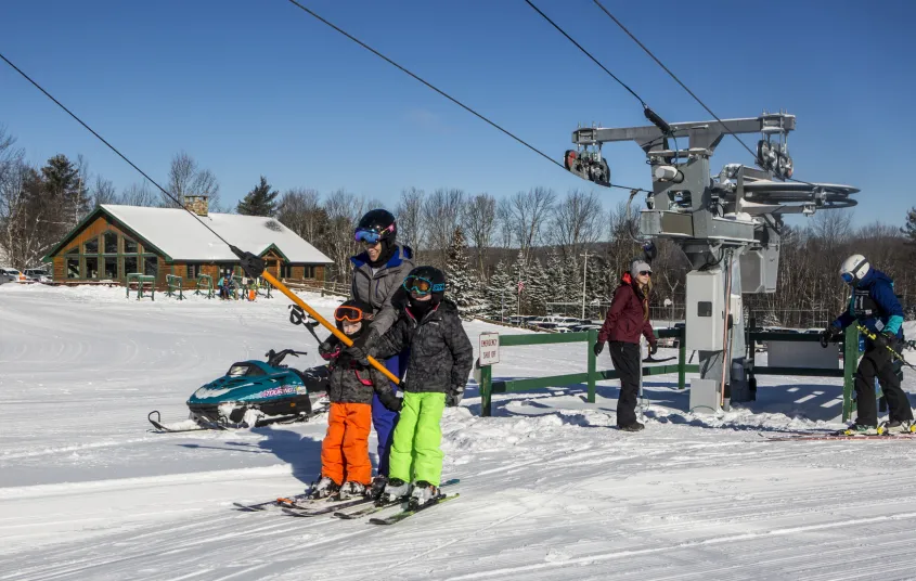 Going up the t-bar at Mt Pisgah
