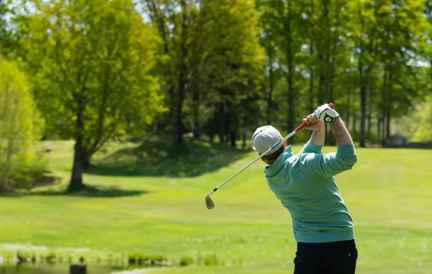 Golfer gears up for a swing