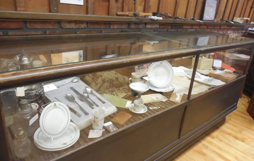 A glass display case