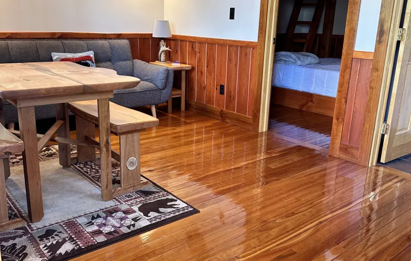  adirondack chairs around rustic firepit