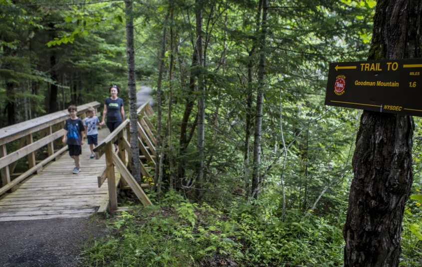 The trail includes bridges over deep gorges and wetlands.