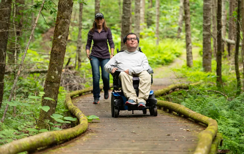 Cory Lee explores the walkways at John Dillon Park