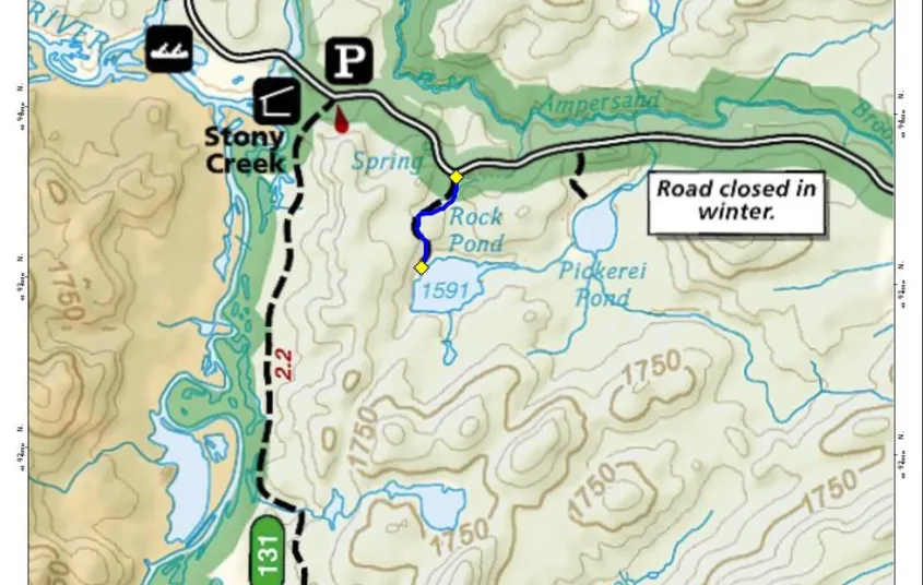 A map of a few different hiking trails