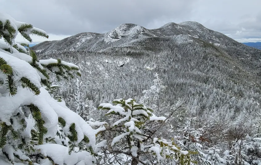 View of high mountains in the winter
