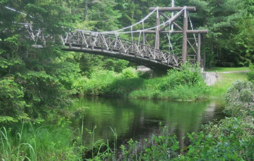 A large wooden bridge near the start of the High Rock trail