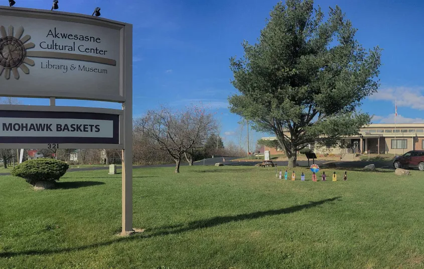 Outdoor sign for Akwesasne Cultural Center.