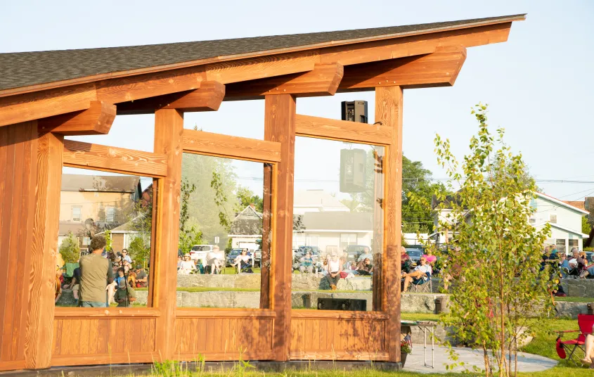 A wooden bandshell